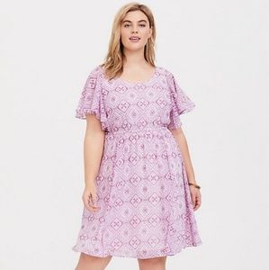 Torrid Berry Floral Medallion Chiffon Skater Dress